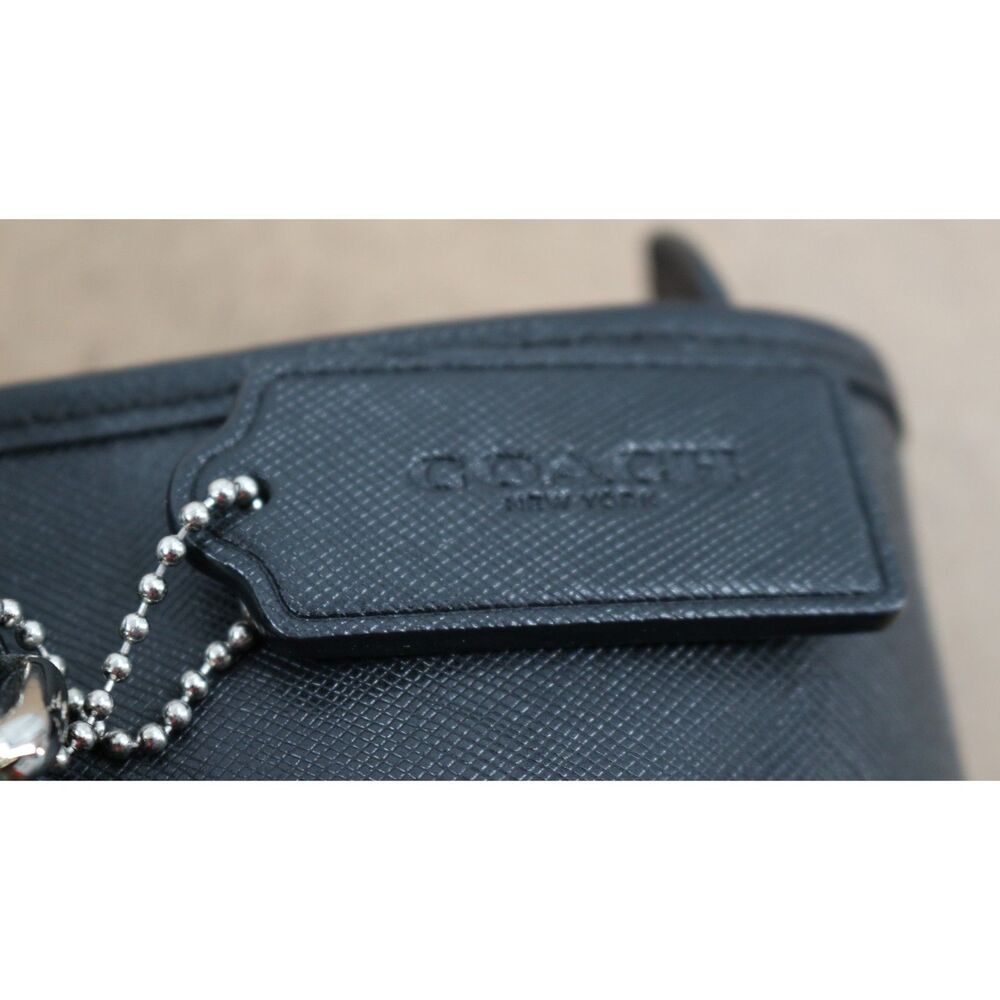 Coach Peyton Leather Zip Top Tote Shoulder Bag Large Black Saffiano - Picture 2 of 10
